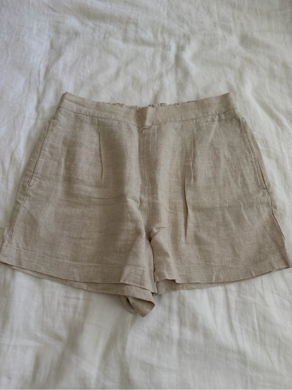 Madewell Neutral Linen-Blend High-Rise Shorts